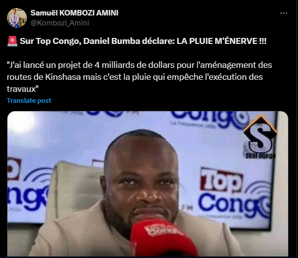 Le gouverneur de Kinshasa Daniel Bumba sur Top Congo FM