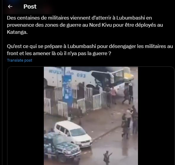 Déploiement militaire à Lubumbashi
