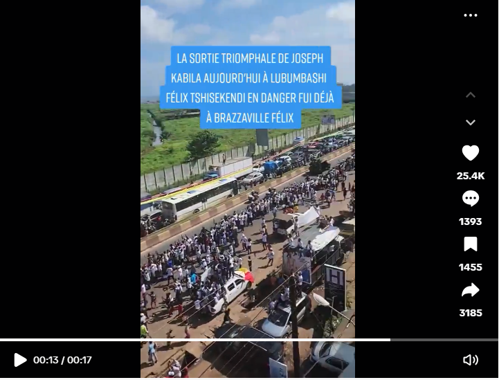 Drapeau de la Guinée dans une prétendue vidéo de Joseph Kabila à Lubumbashi