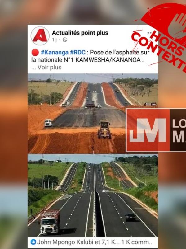 Prétendue photo de la route nationale n°1 Kamuesha-Kananga