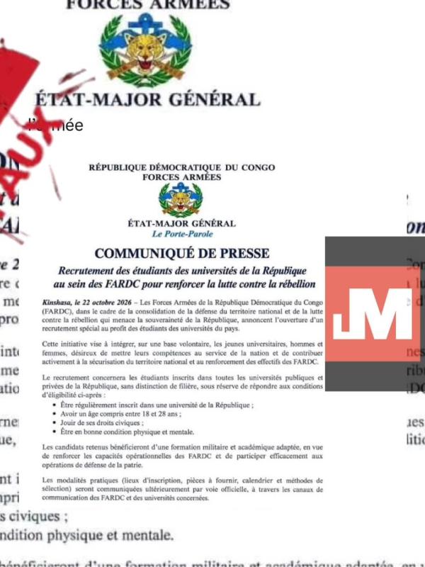 faux communiqué FARDC 