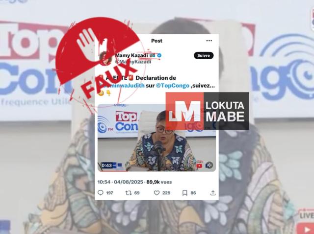 Capture d'écran d'une vidéo douteuse attribuée à la Première ministre Judith Suminwa