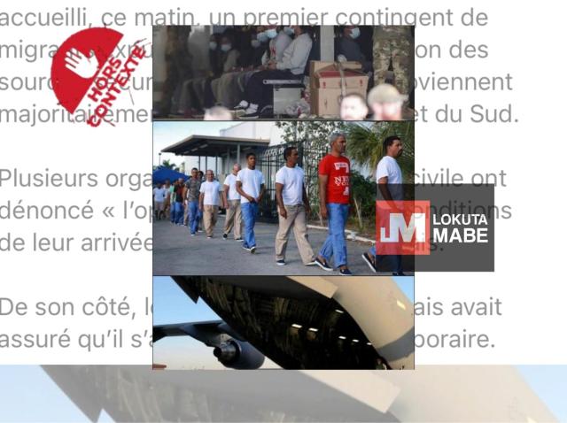 Des fausses images sur l'arrivée en RDC des migrants expulsés des USA