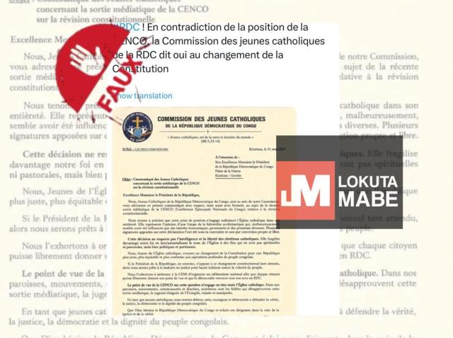 Un faux document attribué à la jeunesse catholique de Kinshasa 